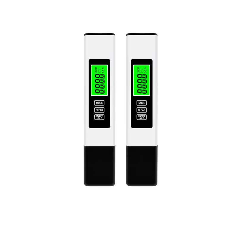 Two digital thermometers with green screens on a white background