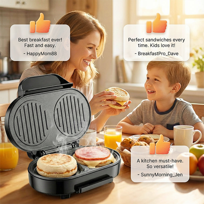 Double Breakfast Maker | Non-Stick, Two Plates, 1.2 kg