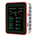 Air quality monitor with digital display on a white background