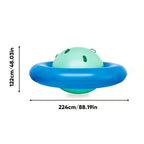 Inflatable ring with a ball inside, showing dimensions on a white background