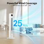Air conditioner with powerful wind coverage feature in a living room setting