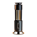 Black and gold tower heater on a white background