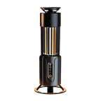 Black and gold tower heater on a white background