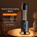 Mosquito control and lighting device on a table with text highlighting features.