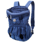 Blue pet carrier backpack on a white background