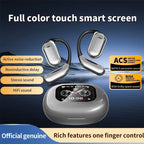 Wireless earbuds with a smartwatch and features listed on a blue gradient background