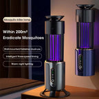 Mosquito killer lamp with purple light on a table