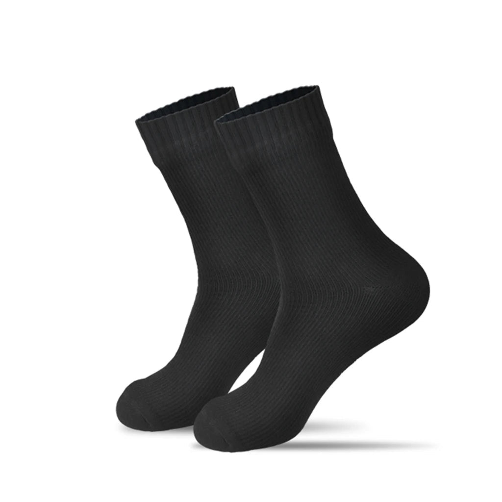 Pair of black socks on a white background