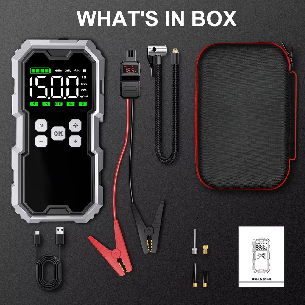 Jump Starter & Tyre Inflator | 6000A, 21800mAh, 150PSI, 2.7" LCD