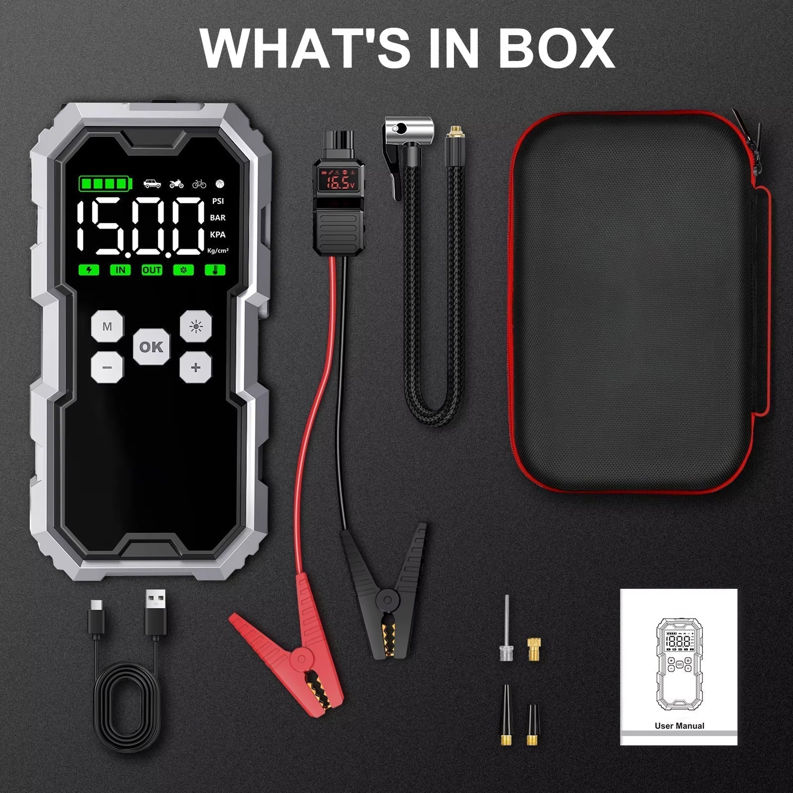 Jump Starter & Tyre Inflator | 6000A, 21800mAh, 150PSI, 2.7" LCD