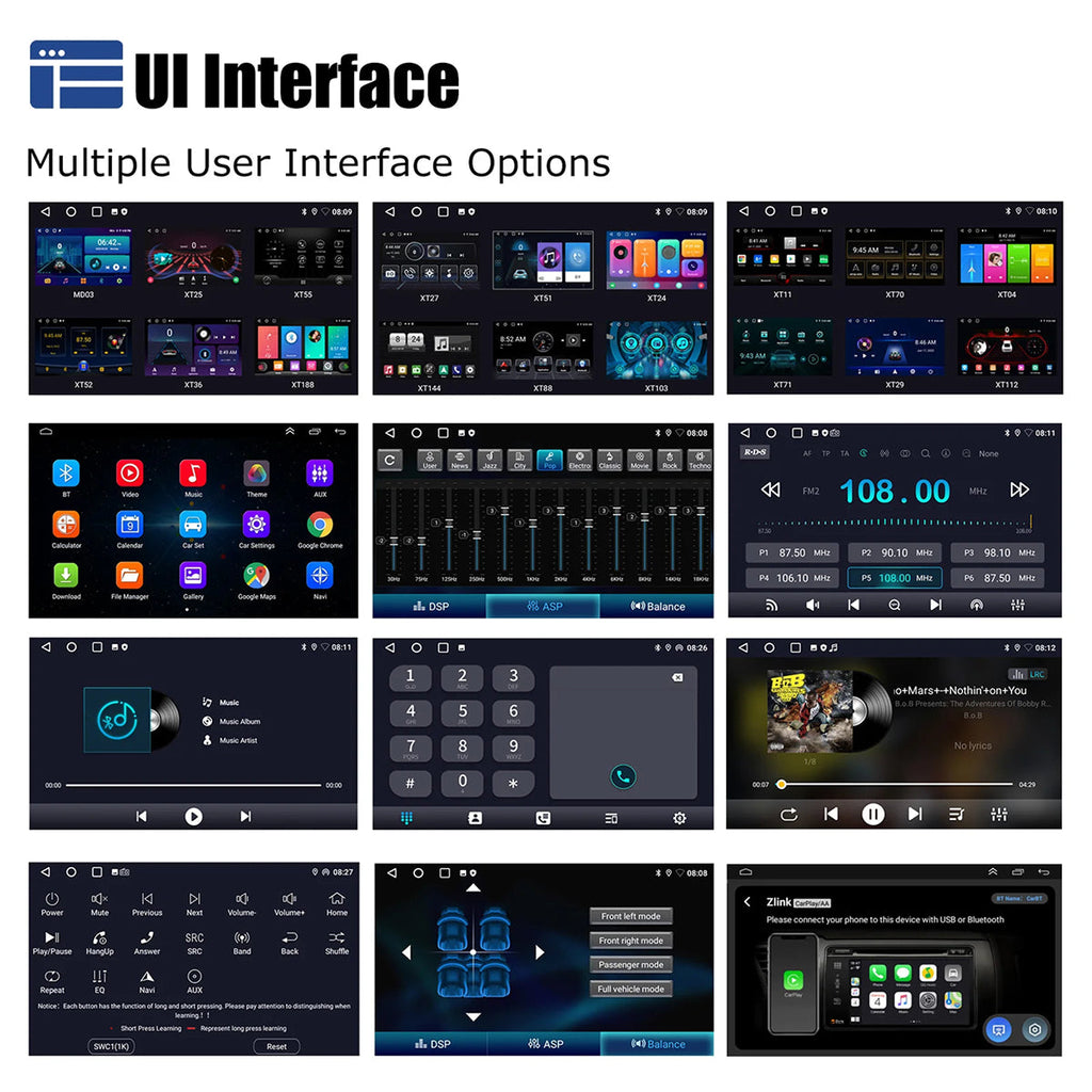 Various user interface designs for multiple users with a 'UI Interface' logo at the top.