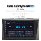 Car radio with RDS display and FM radio settings on a white background