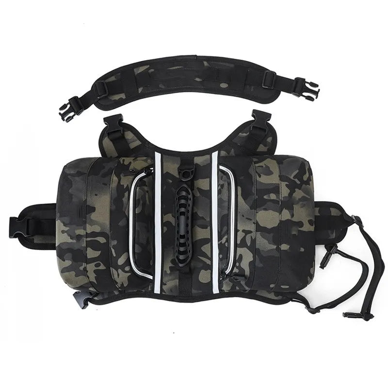 Camouflage life vest on a white background