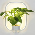 LED Plant Wall Light with Glass Vase | Warm Backlight, Metal Frame