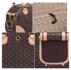 Collage of a patterned bag with heart design, leopard print, and key design.