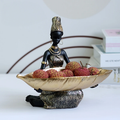 African Gold Decorative Bowl | Handcrafted with Figurine