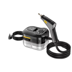 Black and silver car air compressor on a white background