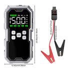 Digital pressure gauge with clamps and measurement details on a white background