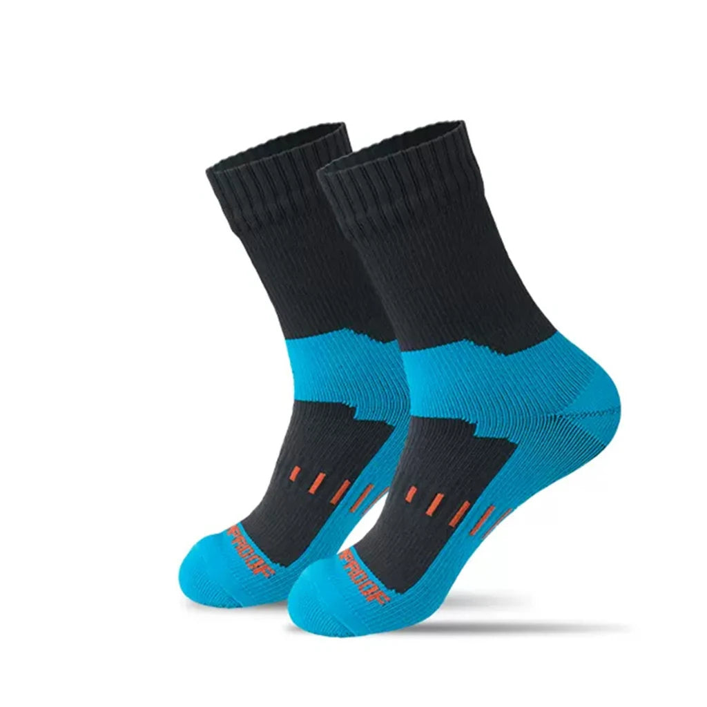 Pair of black and blue socks on a white background