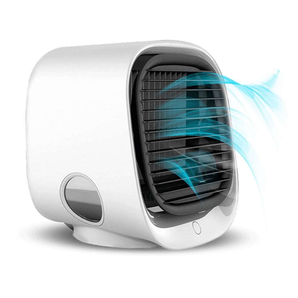 Portable fan with air blowing effect on a white background