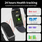 Smartwatch with sensor kit for health tracking on a white background