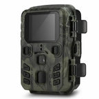 Camouflage-patterned wildlife camera on a white background