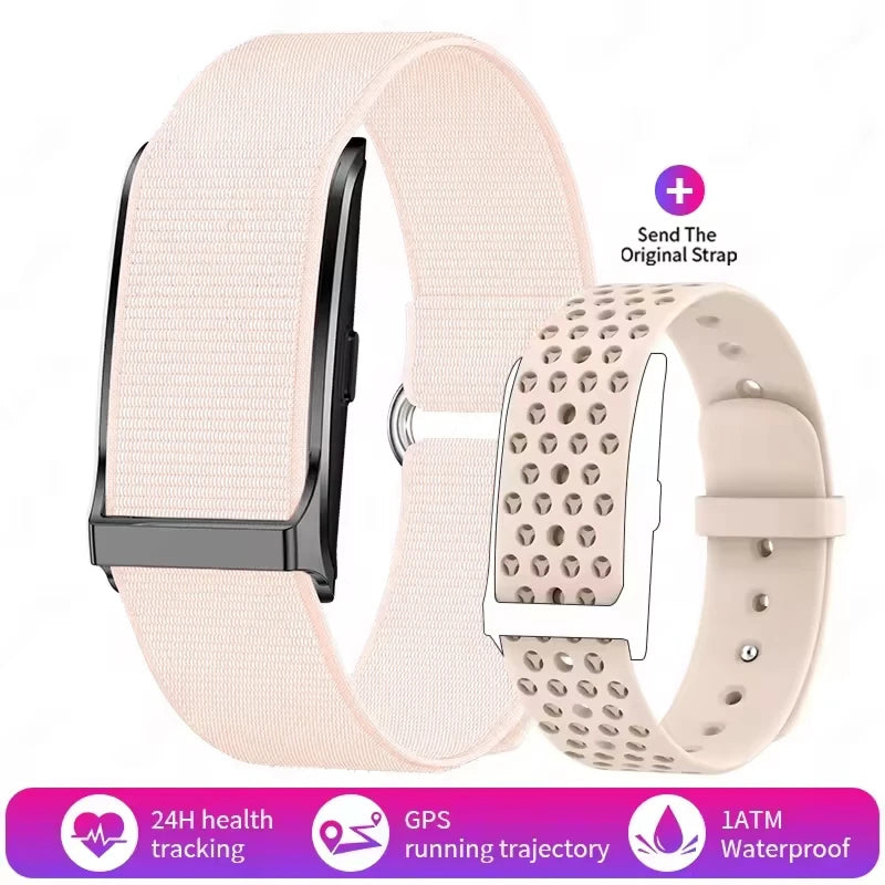 Two different styles of beige watch bands on a white background