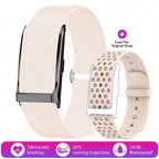 Two different styles of beige watch bands on a white background