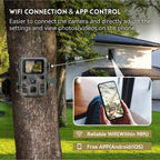 Wireless camera system attached to a tree with smartphone app control feature.