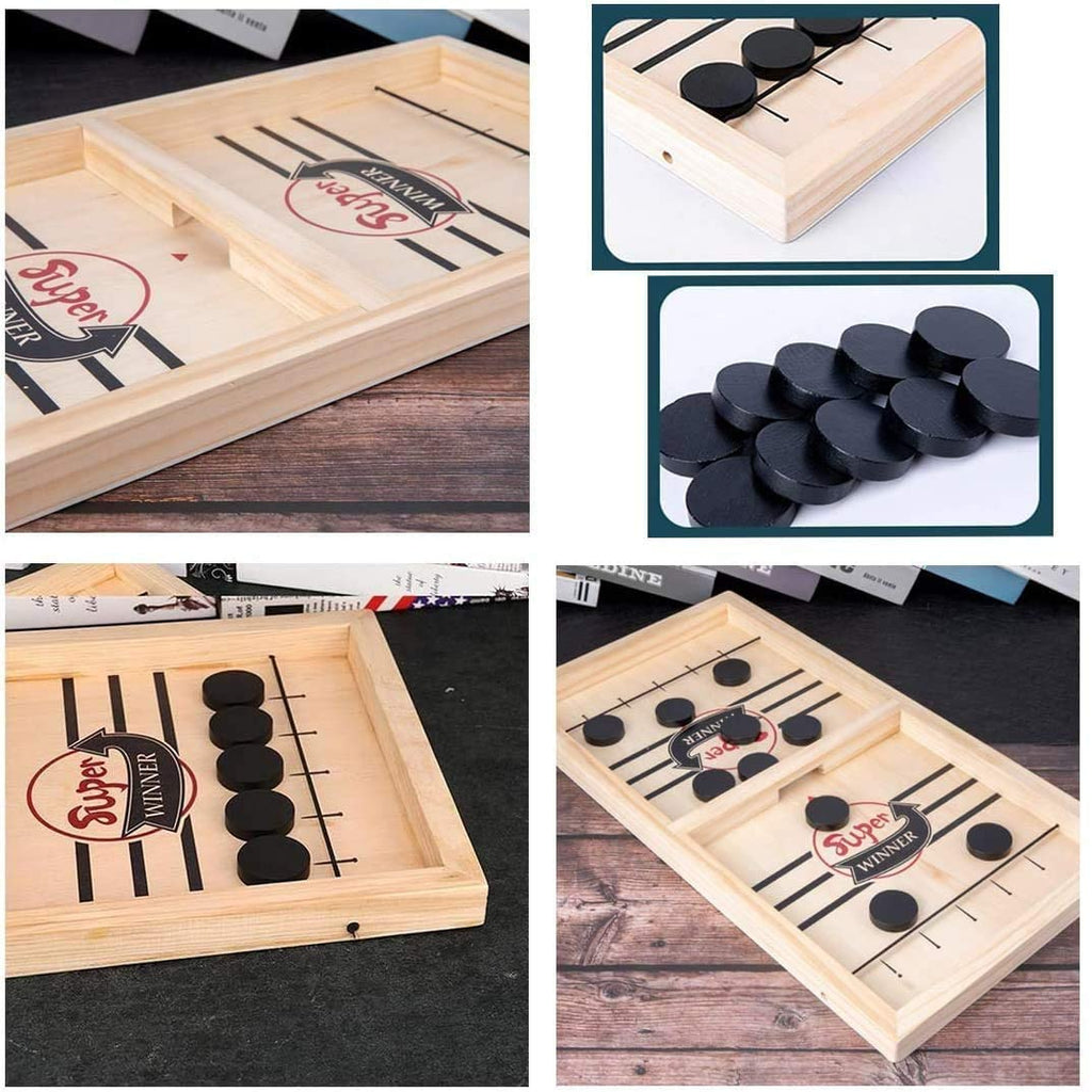 2-in-1 Table Football & Shuffleboard | Wooden Board, 58 x 31cm