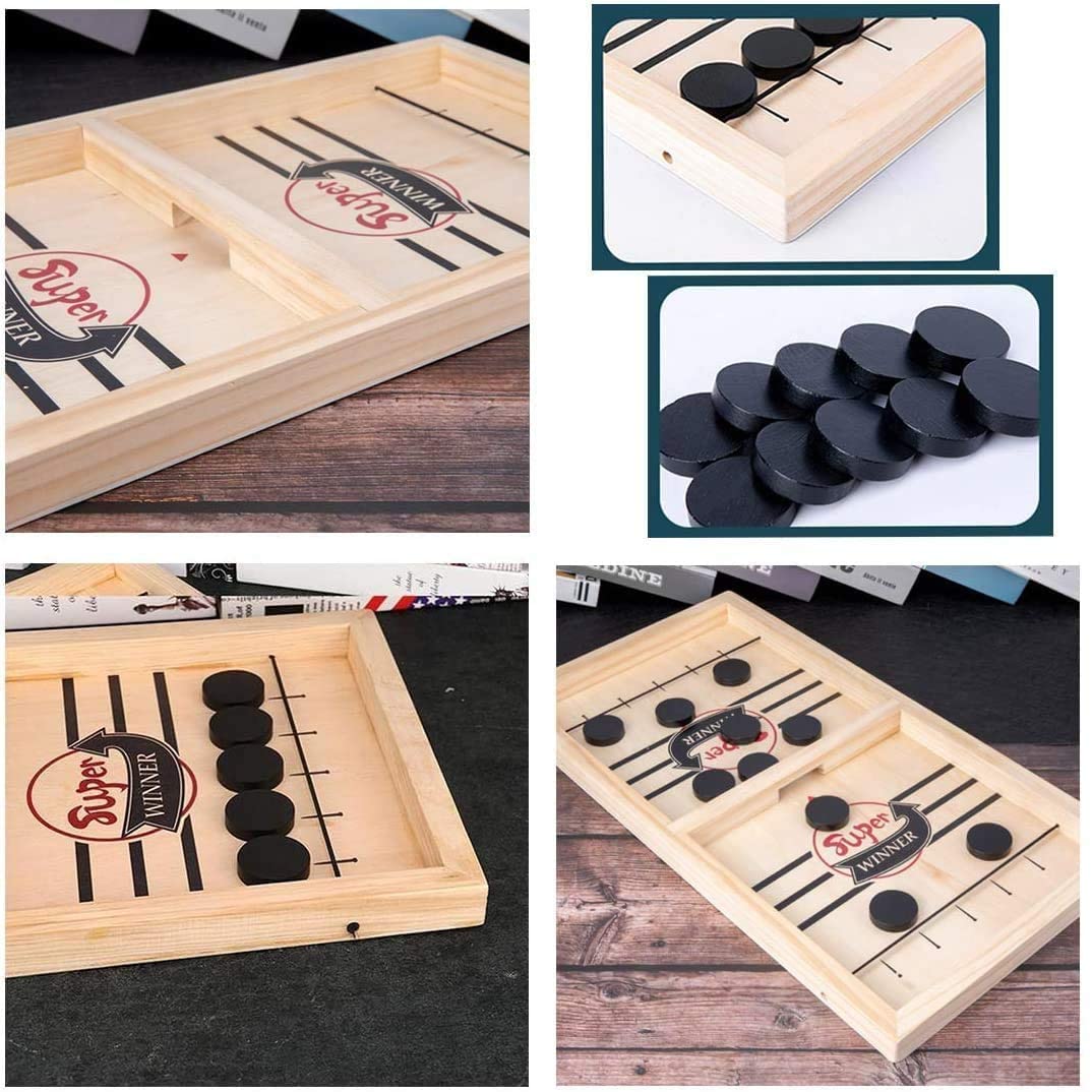 2-in-1 Table Football & Shuffleboard | Wooden Board, 58 x 31cm