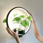 LED Plant Wall Light with Glass Vase | Warm Backlight, Metal Frame