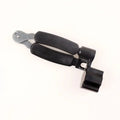 Black footrest with metal bracket on a white background