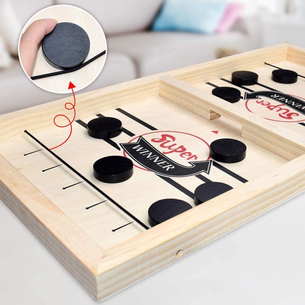 2-in-1 Table Football & Shuffleboard | Wooden Board, 58 x 31cm