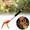 Fruit picker tool with an inset showing it picking fruit from a tree