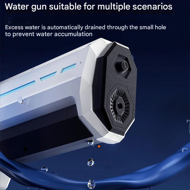 Water gun with drainage system on a dark background