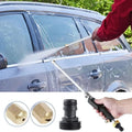 Car washing tool being used on a car with additional images of the tool's components.