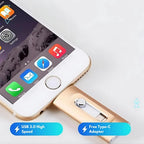 Smartphone with USB 3.0 adapter on a white background