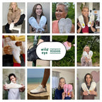 Collage of people holding and showing off various shoes with 'wild eye vision' branding.
