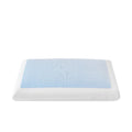 Mattress topper with blue and white pattern on a white background