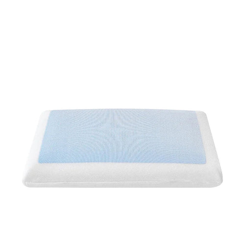 Mattress topper with blue and white pattern on a white background