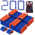 Assorted blue and orange foam darts with packaging on a white background