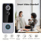 Smart video doorbell with features listed on a white background