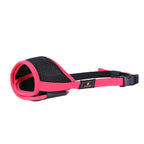 Pink and black dog muzzle on a white background