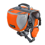 Orange and gray dog harness with visible brand logo on a white background