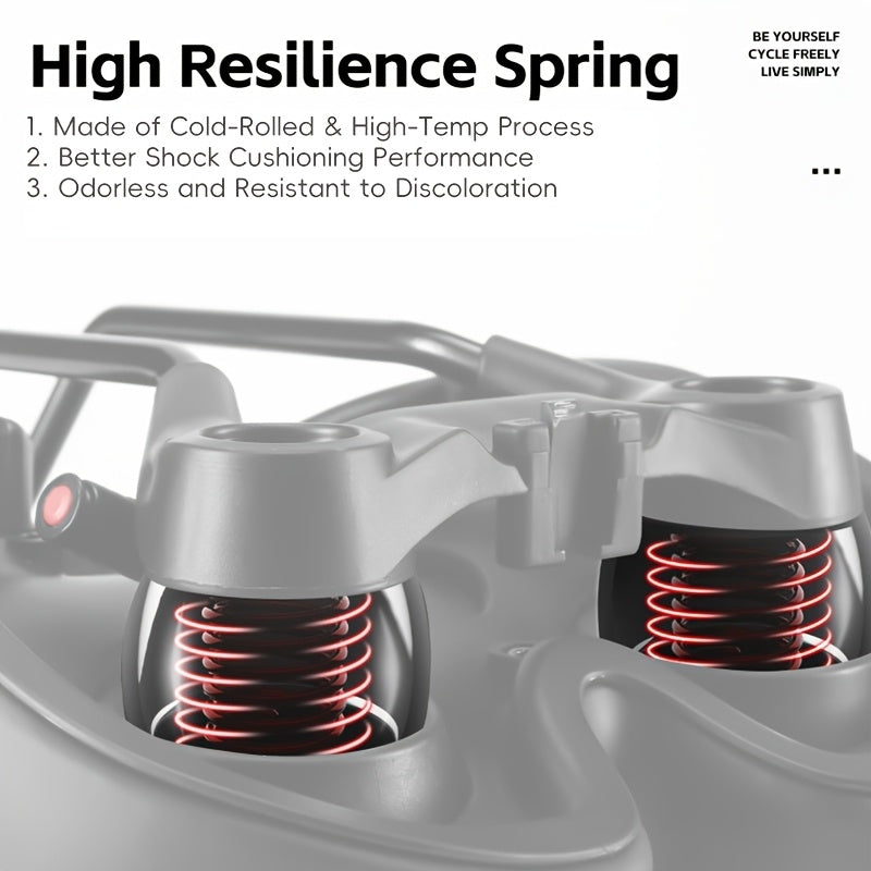High resilience spring in a mechanical component with text detailing its features.