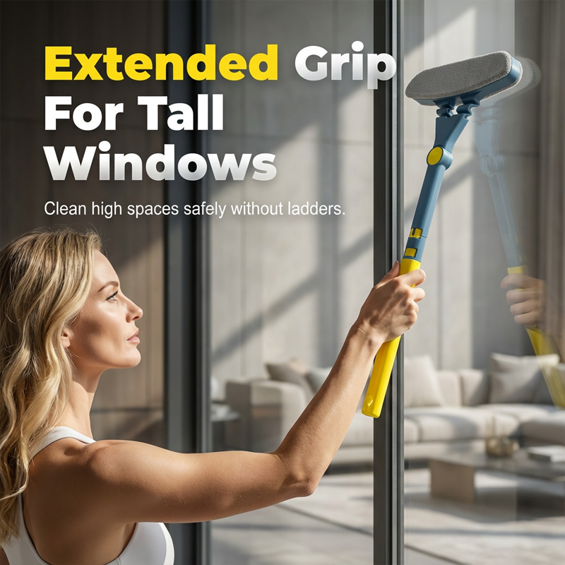 Telescopic Window Cleaner | High-Density Pad, Reaches High Windows