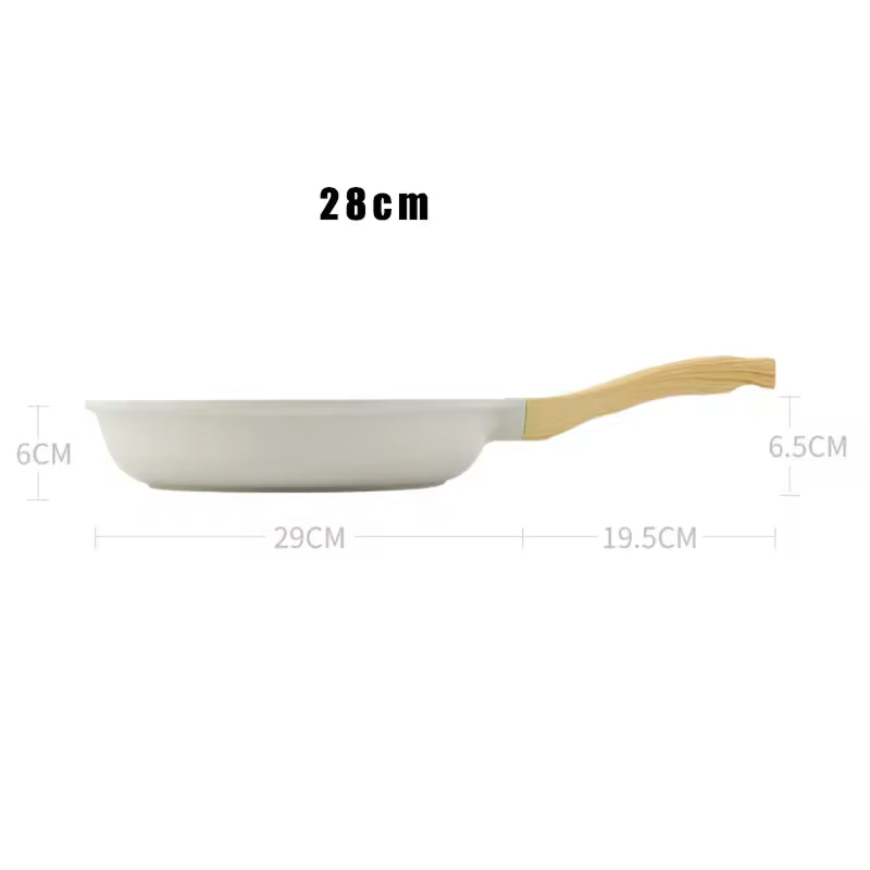 Measurement chart of a frying pan with dimensions labeled