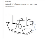 Technical drawing of a package with dimensions and material details.
