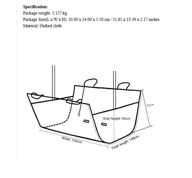 Technical drawing of a package with dimensions and material details.